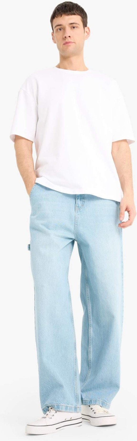 DeFacto %100 Pamuk Skater Fit Geniş Kalıp Yüksek Bel Geniş Paça Jean Pantolon F3925AX25SM görsel 2
