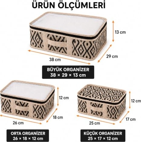 1001 3’lü Bavul Valiz Organizer Seti, Fermuarlı File Kapaklı Hurç Tipi Seyahat Düzenleyici, Kıyaf görsel 4