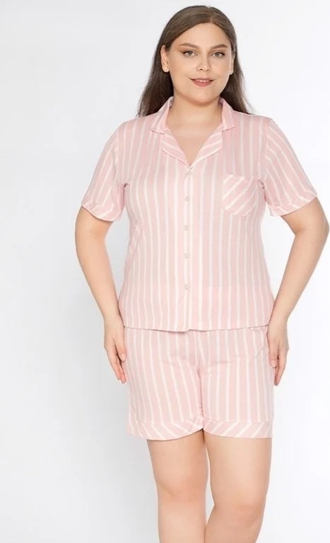 Alperi Boydan Düğmeli Battal Şort Takım B760-10 görsel 7