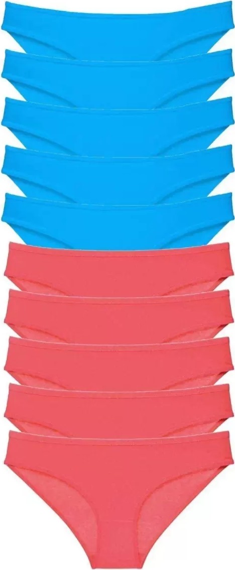 Royaleks 10 Adet Süper Eko Set Likralı Kadın Slip Fuşya Mavi