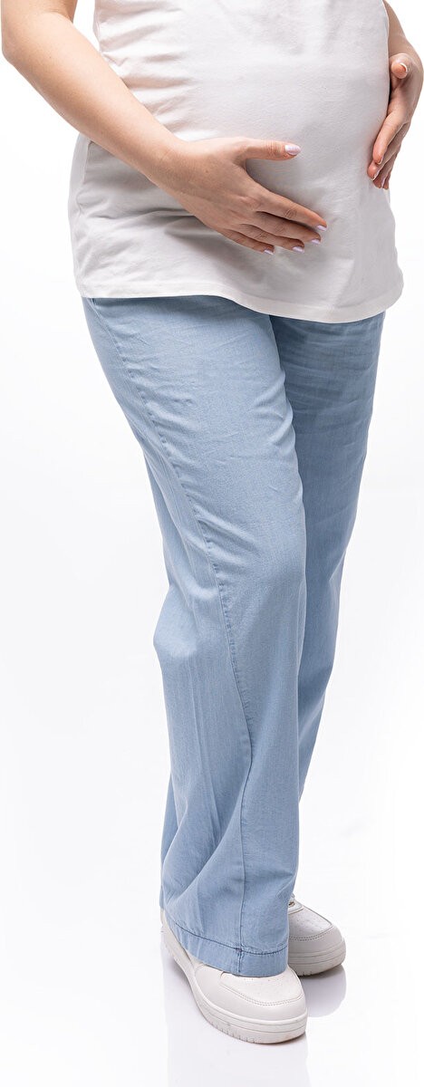 Baby Mom Anne Hamile Denim Pantolon Düğmeli None Uzun Paça