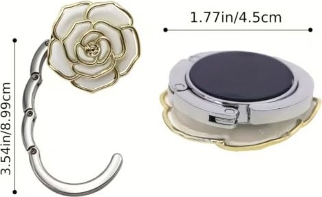 1001 Katlanabilir Masa Çanta Askısı, Gül Tasarımlı, Çinko Alaşım, 4,5 Cm, Kadın Çantaları Iç görsel 3