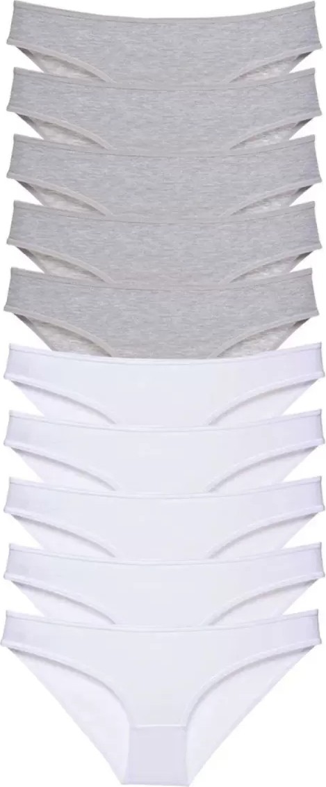Royaleks 10 Adet Süper Eko Set Likralı Kadın Slip Külot Gri Beyaz