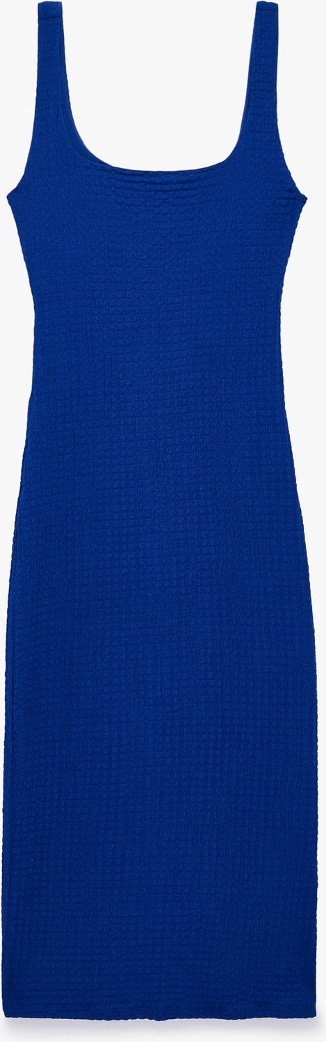 Koton x Sibil Çetinkaya - Kare Yaka Kalın Askılı Kobalt Mavi Bodycon Uzun Kalem Elbise görsel 3