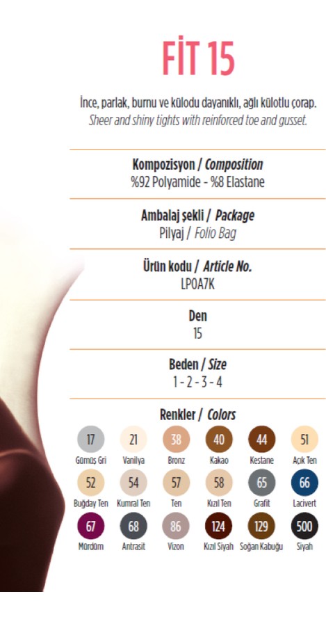 Penti Fit 15 Kızıl Siyah Külotlu Çorap görsel 6