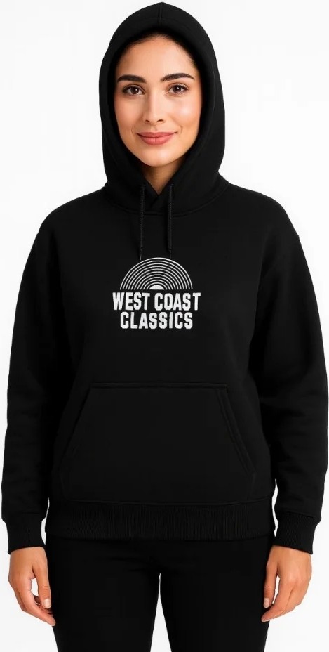 Üç Iplik Kapüşonlu Ön ve Arka Baskılı Sweatshirt Hoodie - Siyah