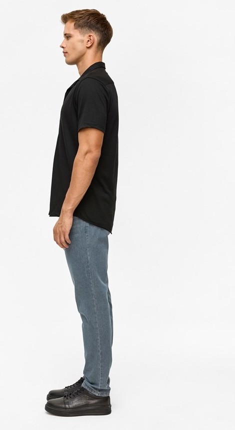 Süvari Siyah Slim Casual Gömlek görsel 6