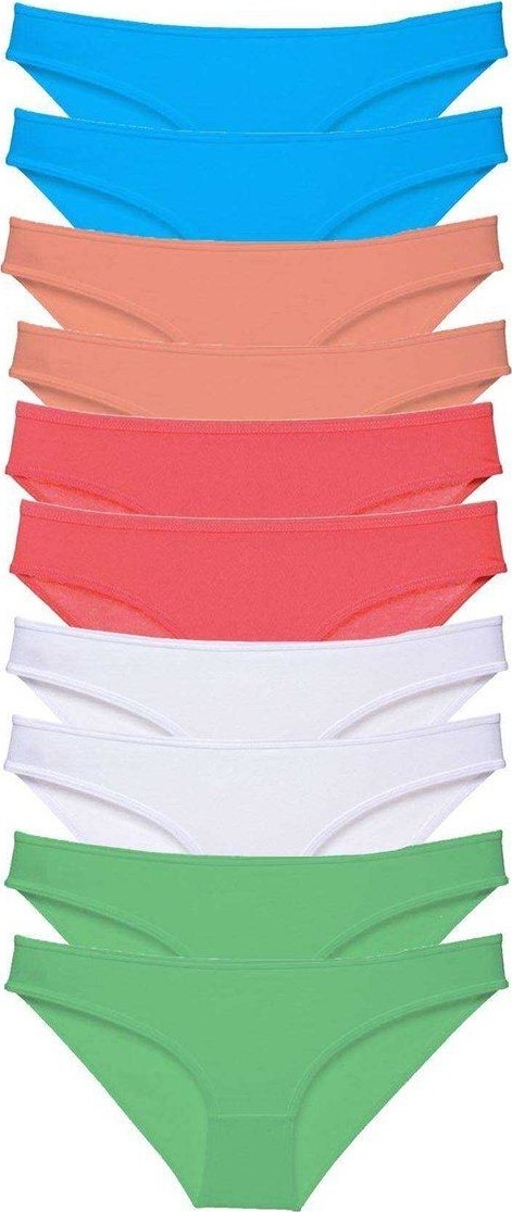 Kuzgun Ticaret 10 Adet Süper Eko Set Likralı Kadın Slip Beyaz Pudra Yeşil Fuşya Mavi