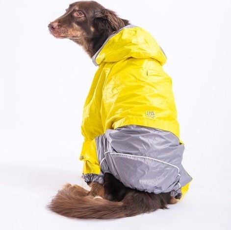Aesco Bicolor Sarı-Gri Polarlı Su Geçirmez Orta-Büyük Irk Köpek Yağmurluk Tulum (6xl) görsel 3