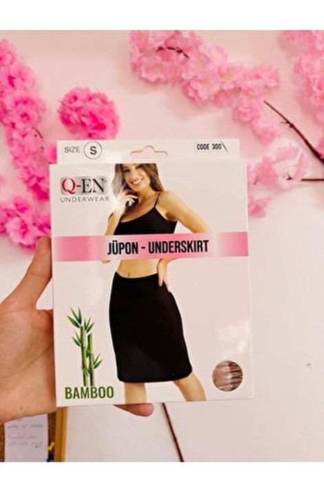 Love Dream Bambu Uzun Jüpon Kadın Etek Astarı Siyah XL Örme Kumaş Nefes Alan Yumuşak Dokulu görsel 7
