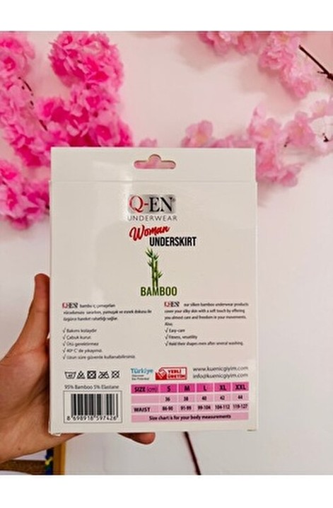 Love Dream Bambu Uzun Jüpon Kadın Etek Astarı Siyah XL Örme Kumaş Nefes Alan Yumuşak Dokulu görsel 8