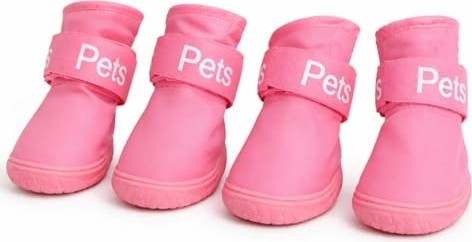 Esranın Dünyası Köpek Ayakkabısı 4’lü Set Su Geçirmez Kaymaz Tabanlı Köpek Botu Küçük Orta Irk Köpekler Için Koruyucu Patik Yağmur Kar Çamur Için Dayanıklı Evcil Hayvan Ayakkabısı Pembe (Medium)