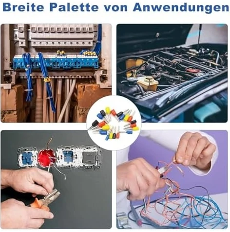 Resim Terminal Seti, 1200 Parça Terminal Takımı, 8 Farklı Boyut Awg 23-7 Bakır Krimplı Terminal, 8 Renk Terminal Konnektör, Tel Kılıfı Krimplama, Elektrik ve Endüstriyel Kullanım Için 