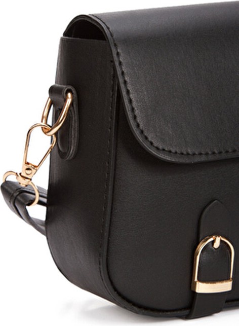 Adelina Bags Kadın Kilit Detaylı Suni Deri Siyah ve Bej Omuz Çantası 2 Çanta Basic Koleksiyonu görsel 8