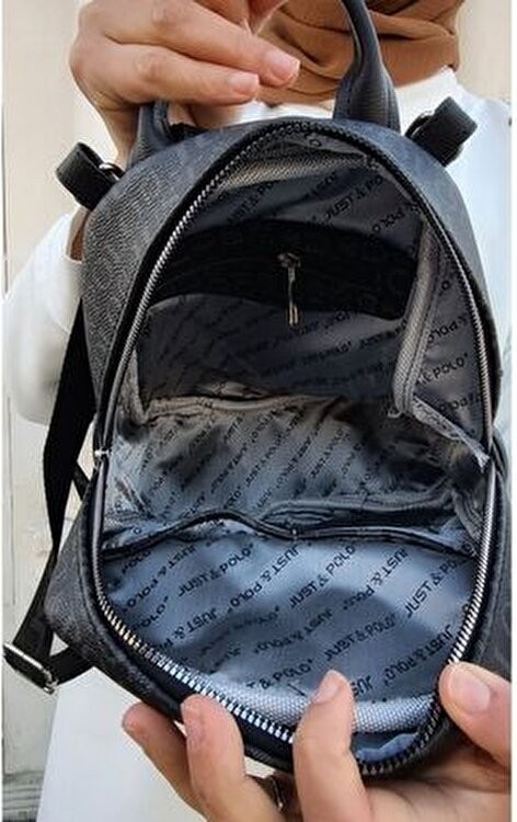 Just Polo Kadın Monogram Baskılı Sırt ve Omuz Çantası Günlük Kullanım Için görsel 6
