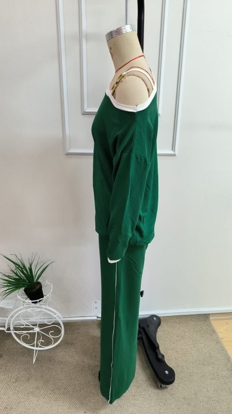 Trend Cojans Kadın Tek Omuzu Açık Askılı Viskon Iki Iplik Bluz ve Pantolon Ikili Takım görsel 4