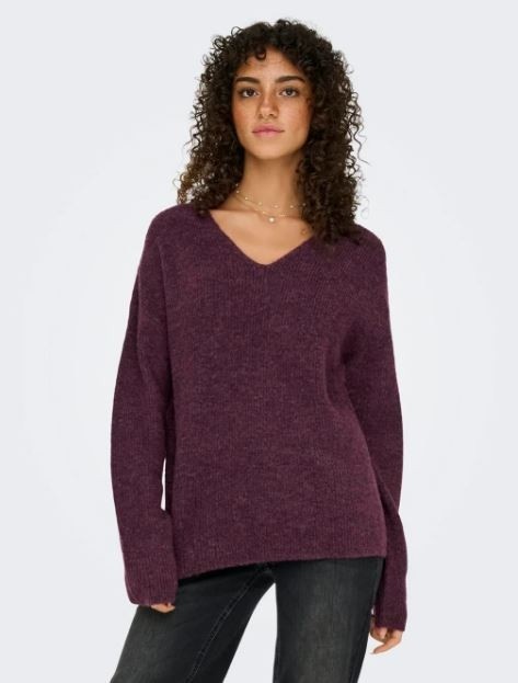 Only Kadın Onlcamılla V-Neck L/s Bordo Kazak - 15204588