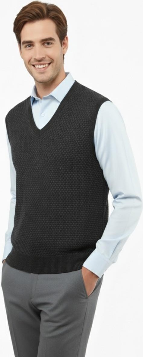 Erkek V Yaka Süveter Çelik Örgü Regular Kalıp 5201H BGL-ST04842