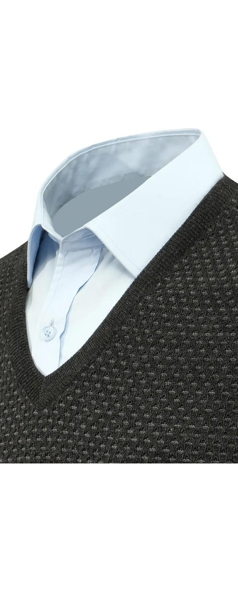 Erkek V Yaka Süveter Çelik Örgü Regular Kalıp 5201H BGL-ST04842 görsel 4