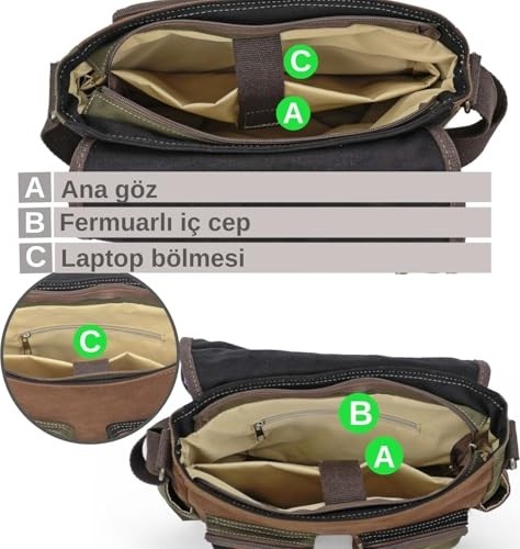 1001 4017 14" Laptop Postacı Okul Çantası Unisex Kilitli Çok Cepli Omuz Askılı Çanta görsel 4