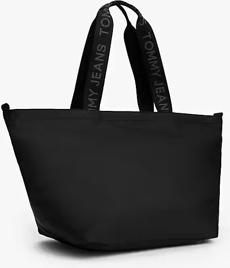 Tommy Hilfiger Tommy Jeans Kadın Yazılı Askılı Tote Omuz Çantası %100 Polyester Siyah Modern Tasarım görsel 2