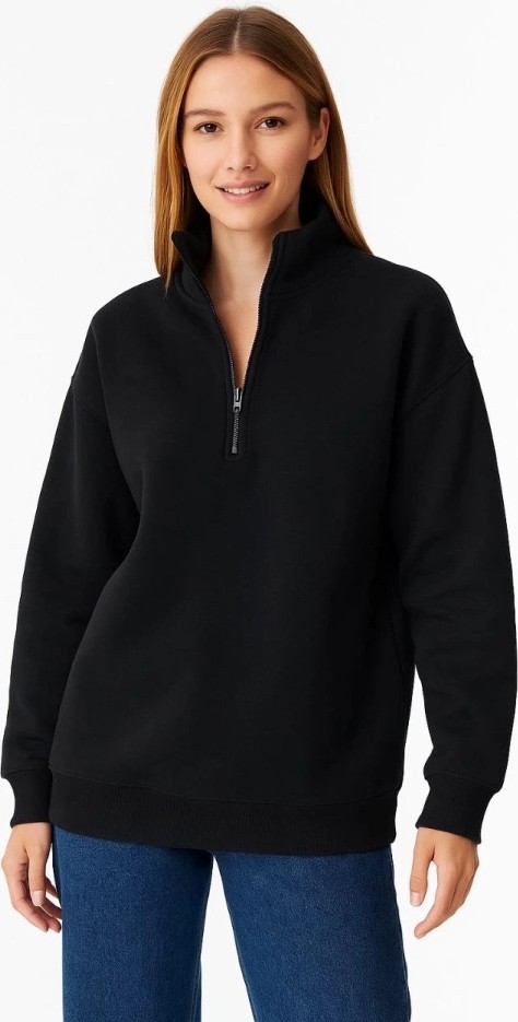 Beruflic Üç Iplik Dık Yaka Yarım Fermuarlı Sweatshirt