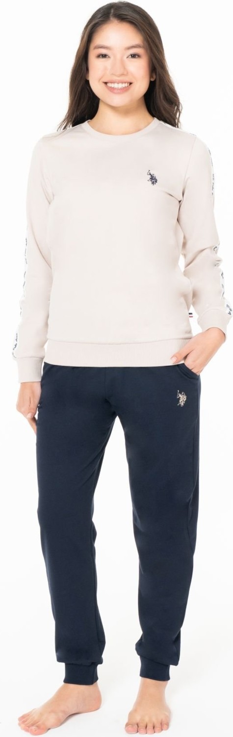 U.s Polo Assn. 20120 Kadın Uzun Kollu Bisiklet Yaka Paçası Bantlı Rahat Ev Giyim-Bej