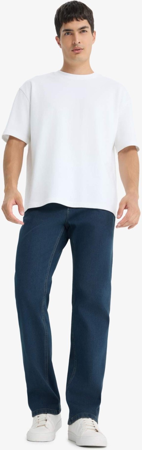 DeFacto Sıcak Tutan Diago Comfort Fit Yüksek Bel Geniş Paça Düz Paça Termal Polarlı Jean Pantolon V0796AZ25WN görsel 3