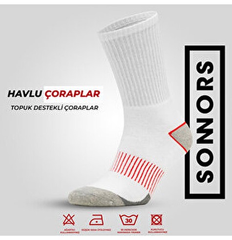Sonnors 3 Çift Termal Havlu Tabanlı Outdoor Kadın Erkek Kışlık Kalın Siyah Çorap görsel 8