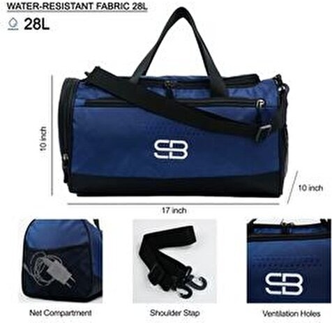 Solo Bag Ayakkabı Gözlü Orta Boy Unisex Lacivert Spor Fitness ve Seyahat Çantası görsel 3