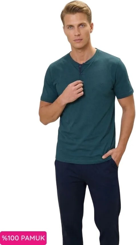 Guava Erkek Bordo 3 Düğmeli %100 Pamuk Yazlık Kısa Kol Cepli Pijama Takımı