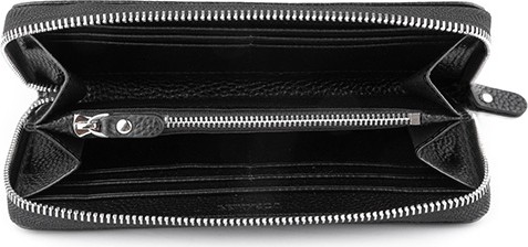 Femascu 8002 Zip Wallet Fermuarlı Parlak Siyah Deri Kadın Cüzdanı görsel 4