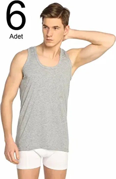 Tutku Erkek Ribana Klasik Atlet Gri 6'lı Paket Nefes Alabilir Dokuma Kumaş Özelliği ile görsel 5