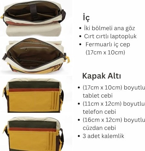 1001 4009 Ephesus Salaş Omuz Postacı 15.6 Inç Laptop Okul Seyahat Günlük Vintage Pamuk Çanta görsel 5