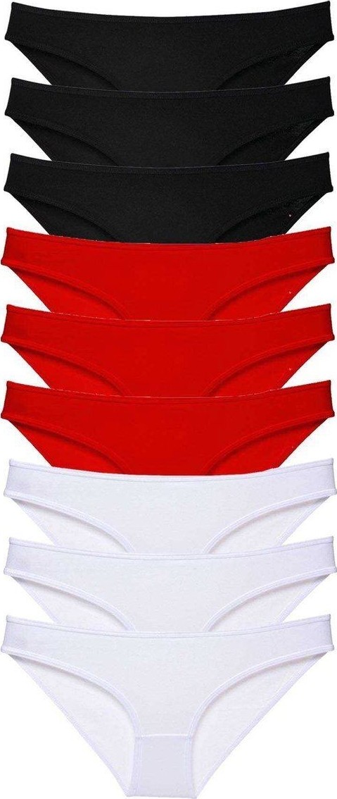 Mudanis 9 Adet Süper Eko Set Likralı Kadın Slip Külot Siyah Kırmızı Beyaz Mudanis