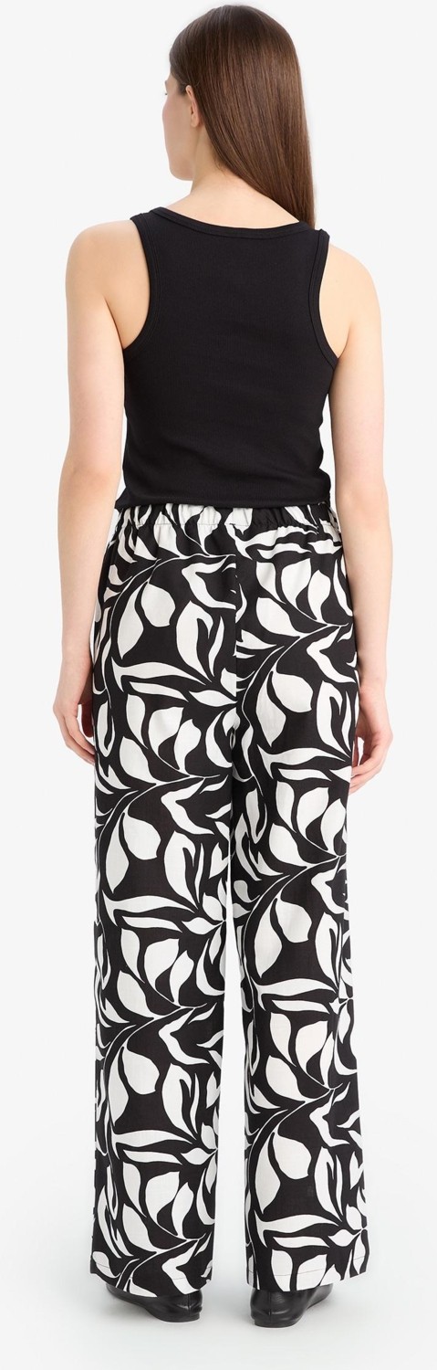 DeFacto %100 Pamuk Wide Leg Poplin Kumaş Palazzo Pantolon E9907AX25SM görsel 8
