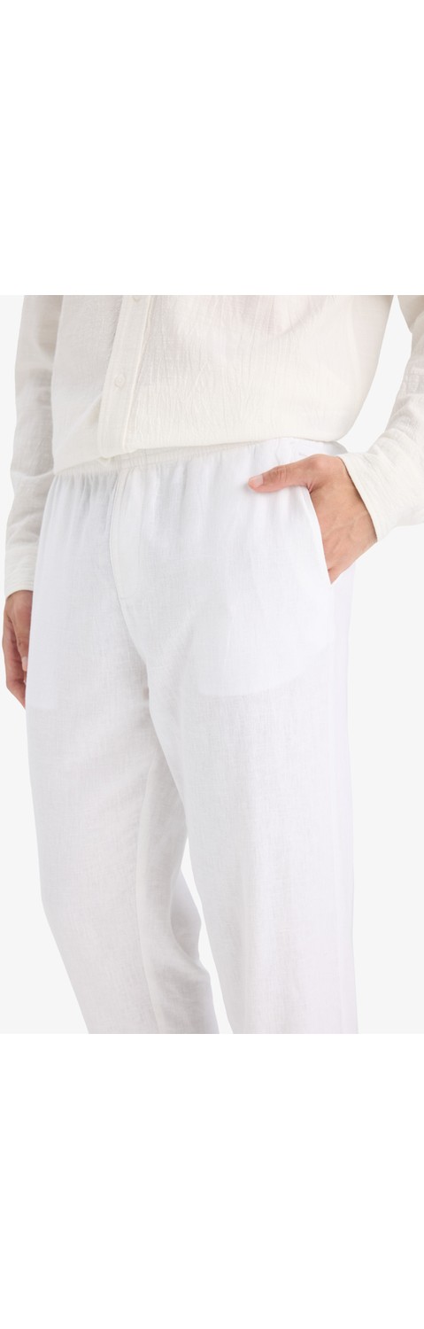 DeFacto Relax Fit Rahat Kesim Dar Paça Keten Karışımlı Yazlık Pantolon C1140AX25SM görsel 6