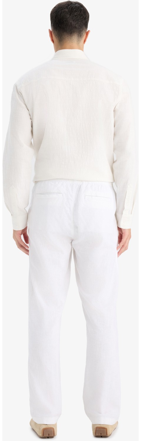 DeFacto Relax Fit Rahat Kesim Dar Paça Keten Karışımlı Yazlık Pantolon C1140AX25SM görsel 7