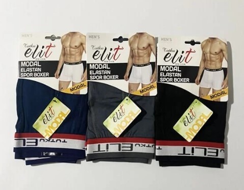 Tutku Elit ELT1252 Elit Modal Elastan Spor Boxer 3 Adet Siyah görsel 6