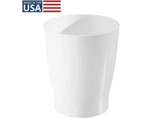 Resim Banyo, Yatak Odası, Ev Ofis, Yurt Için Kompakt Yuvarlak Plastik Çöp Kovası, 19,6 cm x 19,6 cm x 23,1 Cm, Koleksiyonu, Beyaz 
