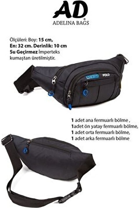 Newish Polo Adelina Siyah Tekstil Çapraz Askılı Omuz ve Bel Çantası Günlük Kullanım İçin görsel 3