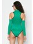 Pencere Detaylı Uzun Kollu Bodysuit 9154 Yeşil 4