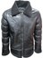 Z01037 Erkek Yakası Kürklü Fermuarlı Deri Ceket - Z01037 - Siyah - ST01037-SIYAH-XL 1