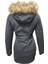 TB3439 Kadın Gabardin Kapüşonlu Içi Kürklü Mont - TB3439 - Siyah 3