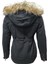 TB3435 Kadın Gabardin Kapüşonu Kürklü Kısa Boy Mont - TB3435 - Siyah 3