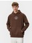 Oversize Hoodie Kolej Işlemeli Kanguru Cep Detaylı Şardonlu 3