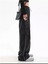 Kargo Cepli Çizgi Detaylı Siyah Wide Leg Tracksuit 2