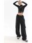 Kargo Cepli Çizgi Detaylı Siyah Wide Leg Tracksuit 4