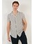 Çizgili Pamuk Karışımlı Kısa Kollu Apaş Yaka Regular Fit Gömlek Erkek Gömlek CF24S117664 2