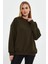 Haki Sweatshirt, Oversize Sweatshirt, Kadın Sweatshirt, Bisiklet Yaka Sweatshirt 3